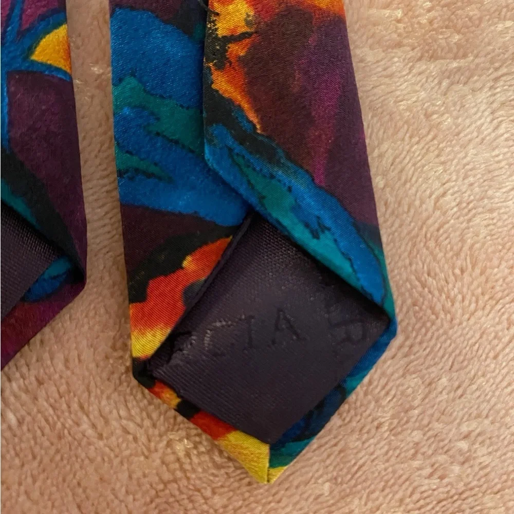 J. Garcia Vibrant Abstract Tie in Teal and Orange